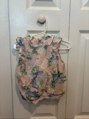 Janie and Jack Pink Floral Ruffle Tank Top